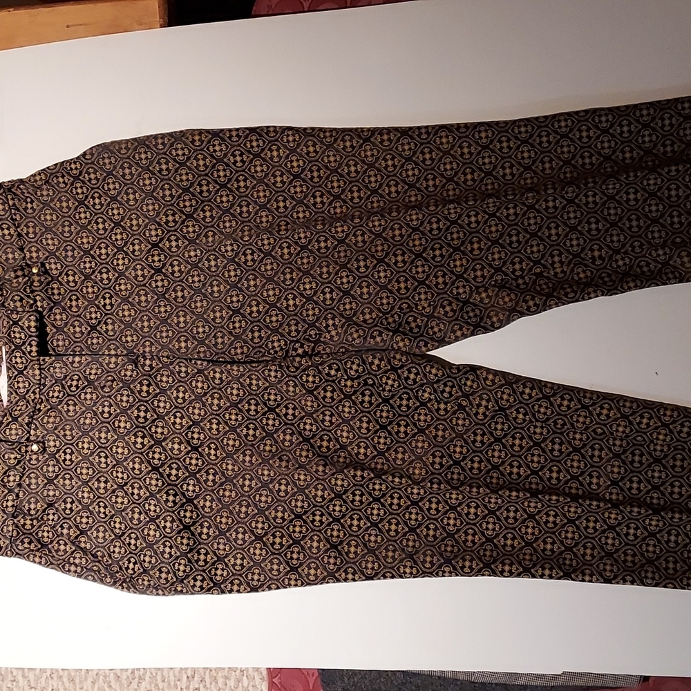 Lady Hagen Medallion Print Gold Pants Sz 4